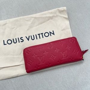 LOUIS VUITTON Red Zippy Long Slim Wallet Empreinte Leather